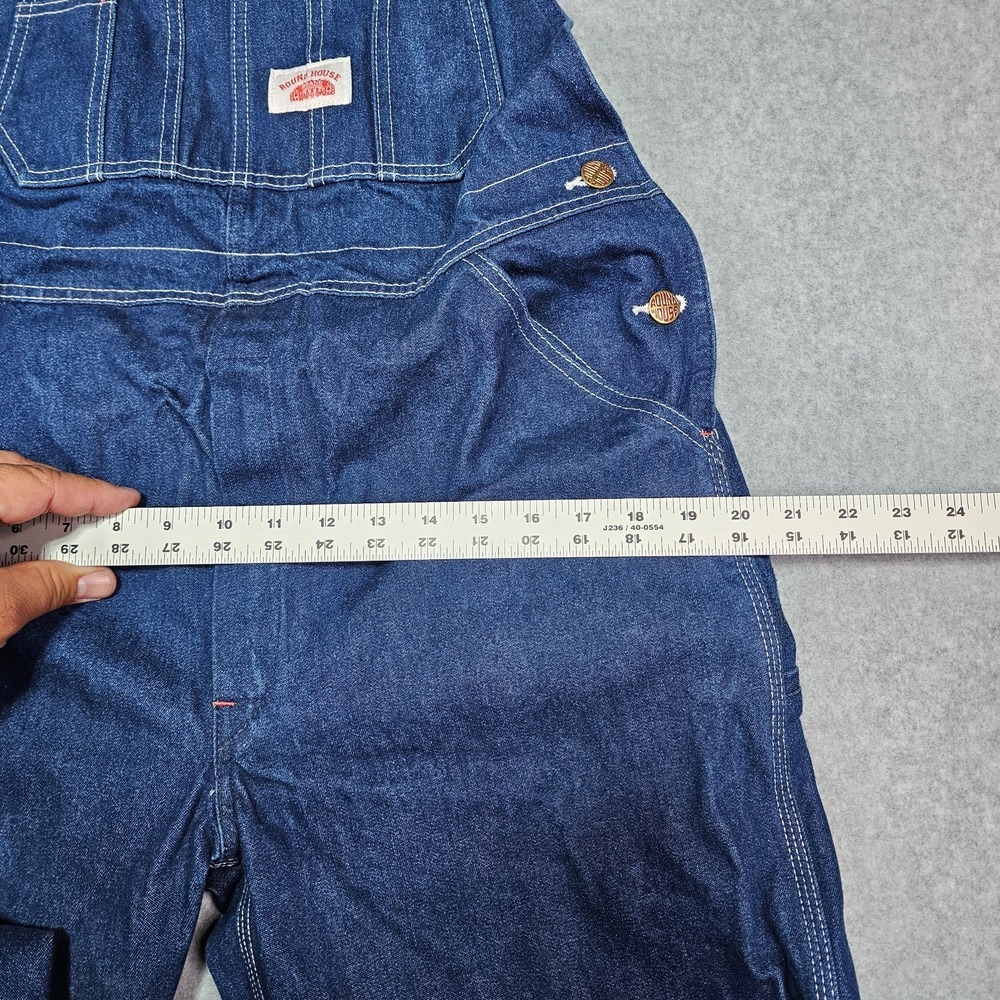 Round House Bib Overalls Mens 32 X 32 Denim Pockets Carpenter Workwear Utility - Picture 11 of 13